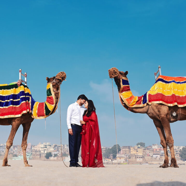 Pre wedding with camel near river side by Wedding Reels