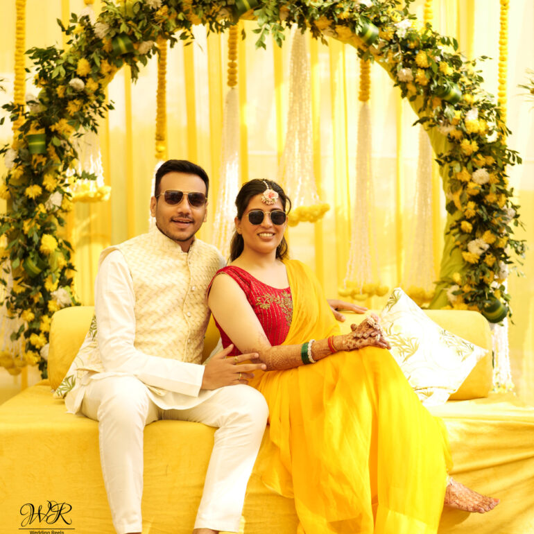 haldi ceremony portrait by wedding reels